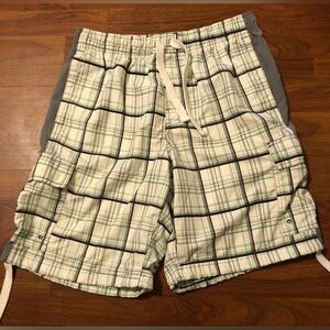 NIKE Swim Trunks Sportswear Sz XL 34-38 White Gray Green EUC